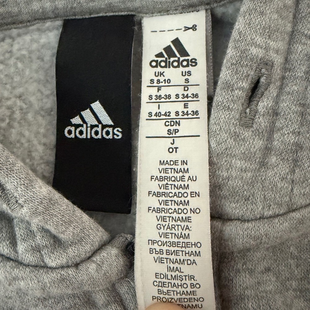 Adidas Womens Essentials 3-Stripes Fleece Tracksuit Grey Black Small Set - Picture 4 of 9